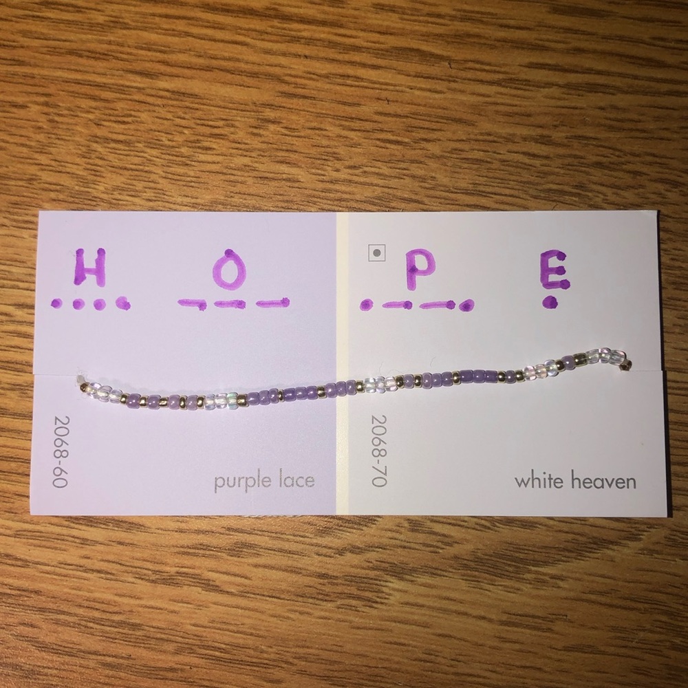 20 Purple and Gold ‘HOPE’ Morse code bracelet